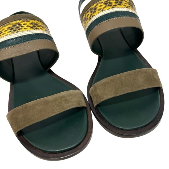 Tory Burch Edina Green Leather Colorblock Slingback Soho Lux Sandals Women’s 8.5 - Picture 5 of 16